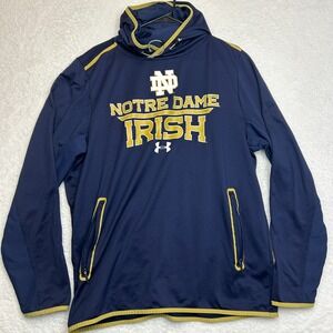 Notre Dame Fighting Irish Hoodie Mens Large Navy Gold NCAA Football Under Armour